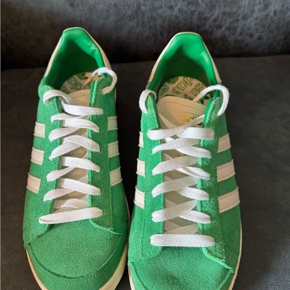 Green Adidas Originals Abdul Jabbar Sneakers White Stripes Retro Skater size 11 - Picture 3 of 6